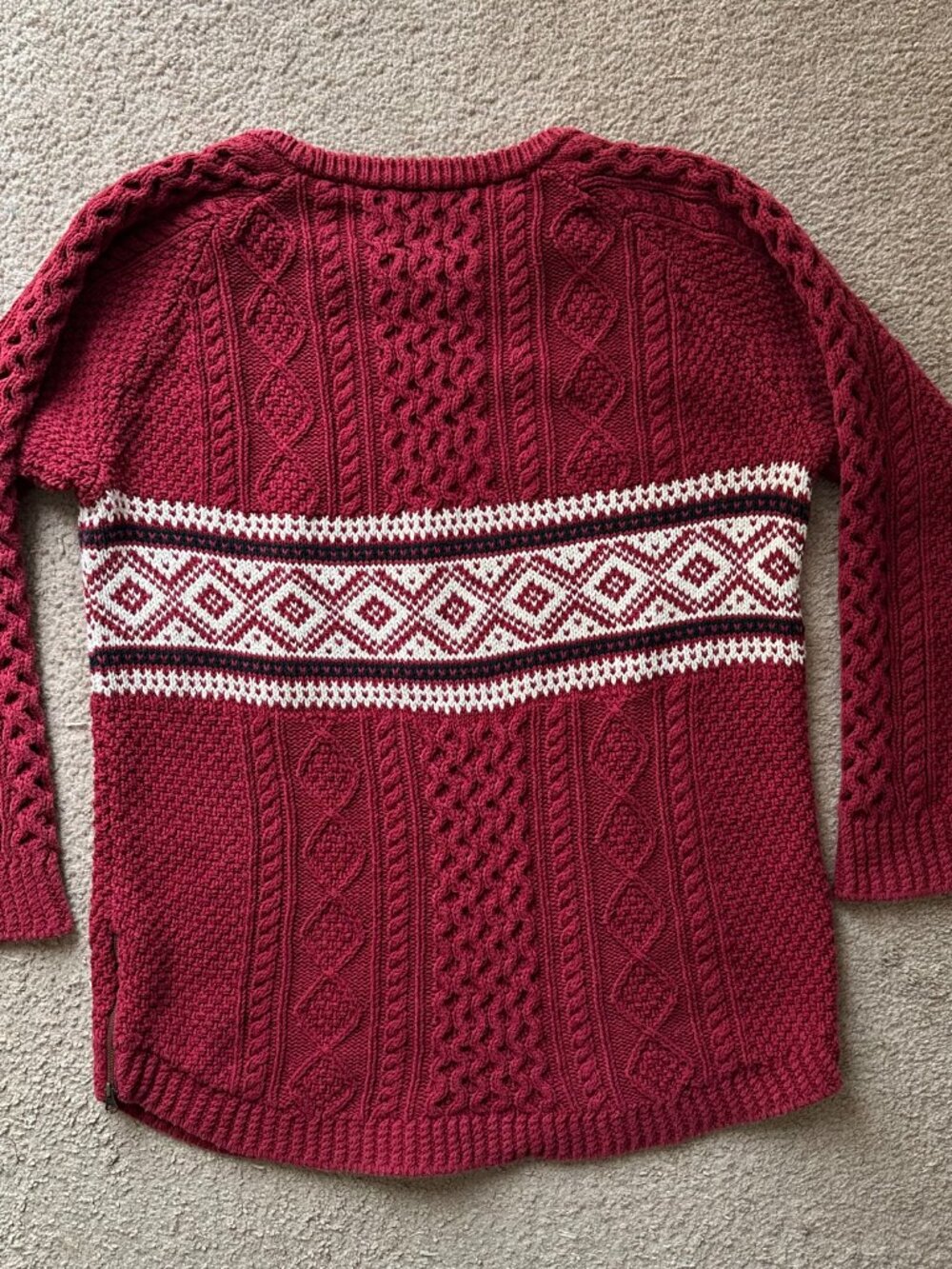 LL Bean Sweater Womens XL Signature Crewneck Chunky Cableknit Long Sleeve Red - Picture 2 of 12